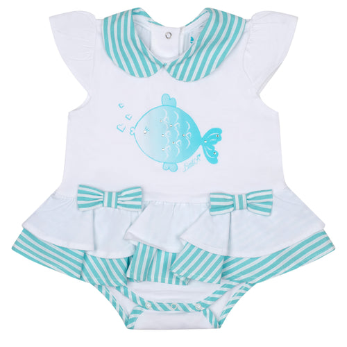 Little A SS24 Little Fish Romper Bright White Kirsty 202