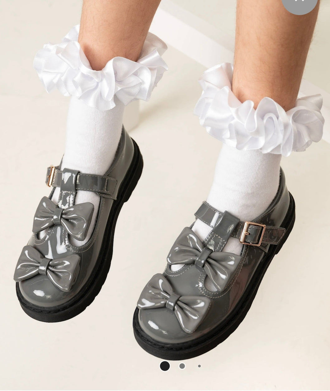 Caramelo AW25 Double Bow School Shoes 377102 Grey