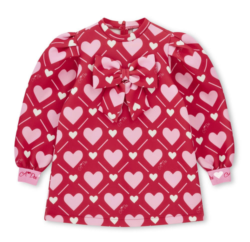 ADee AW25 Heart Print Bow Dress 705 Red Libby