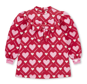 ADee AW25 Heart Print Bow Dress 705 Red
