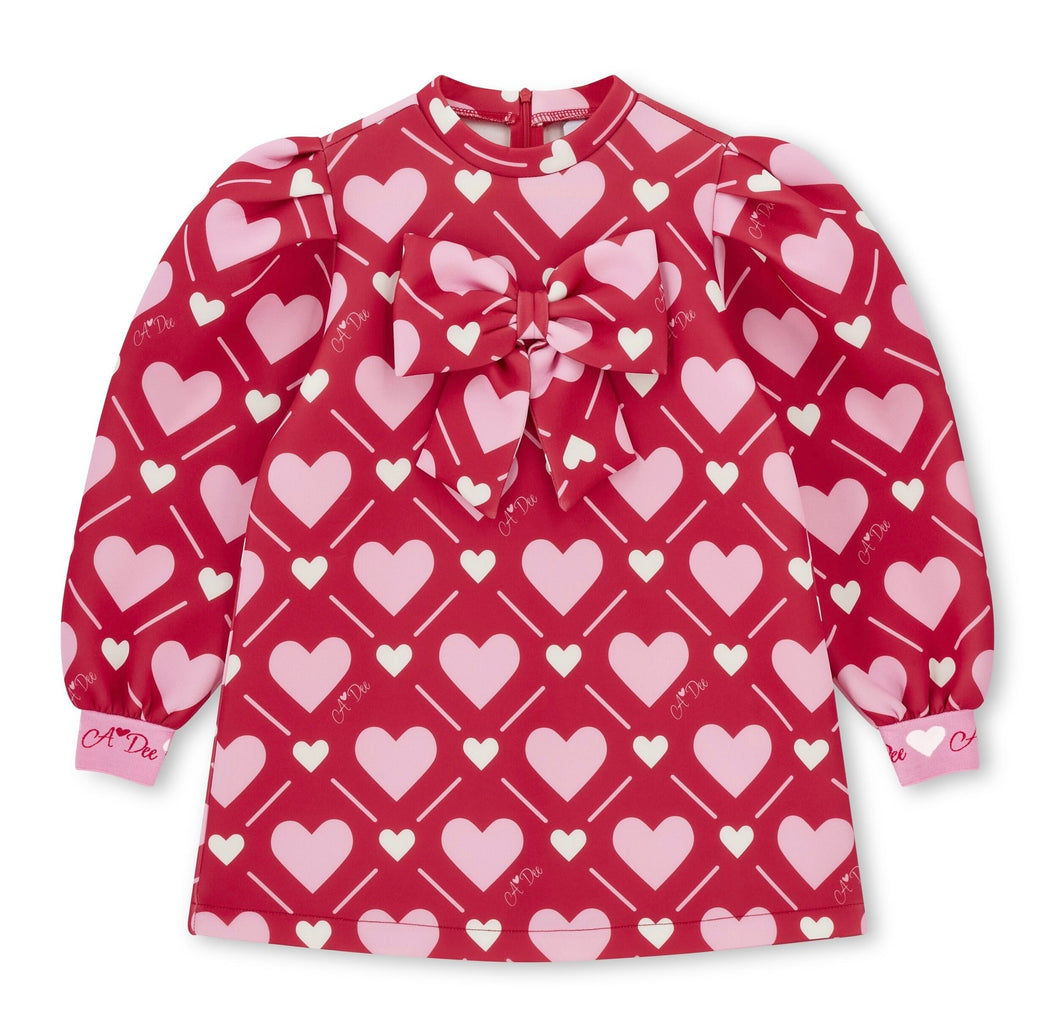 ADee AW25 Heart Print Bow Dress 705 Red