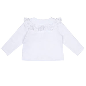 Little A SS24 Broderie Anglaise Cardy Bright White Jessica 103