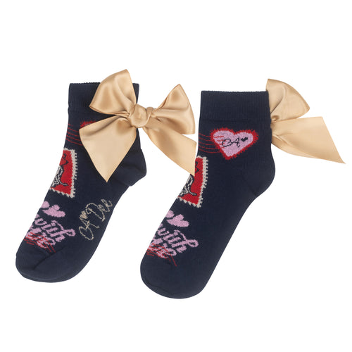 ADee AW24 Envelope Print Ankle Sock Rina 914 Dark Navy