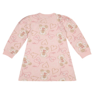 ADee AW24 Teddy Print Sweat Dress 710 Pink