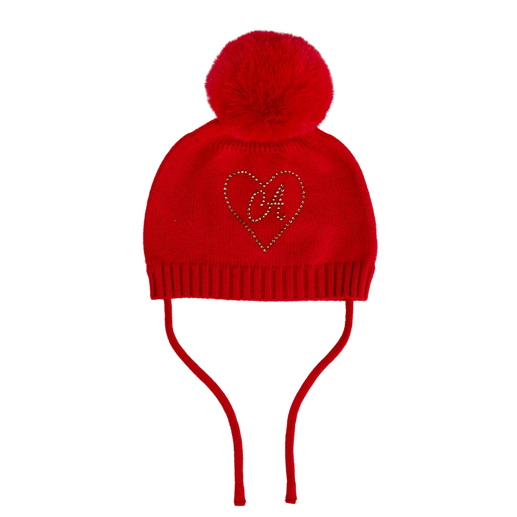 Little A AW24 Heart Pom Pom Hat Haven 418