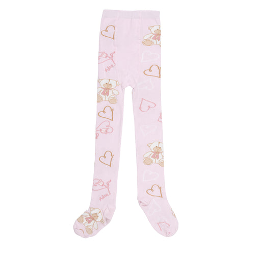 ADee AW24 Teddy Print Tights 919 Serenity Baby Pink