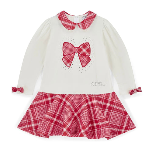 ADee AW25 Check Bow Dress with Peter Pan Collar 703 Snow White