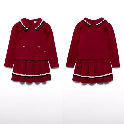 Abel & Lula AW24 Girl Tricot Set With Pleated Skirt 5548