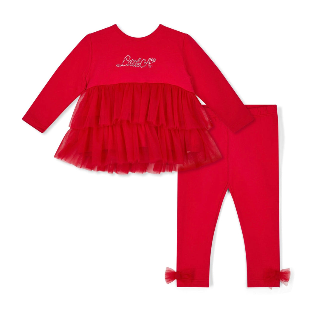 Little A AW25 Tulle Legging Set 404 Kayla Red