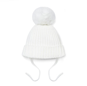 Little A AW25 KnittedLurex Pom Pom Hat 317 Kamila Snow White