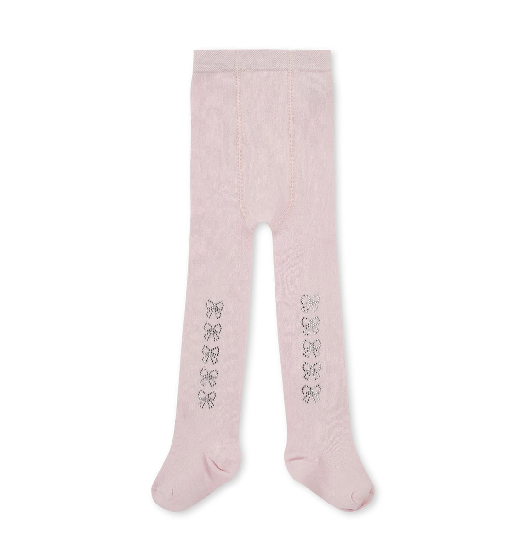 Little A AW25 Bow Diamonte Tights Kamila Pink