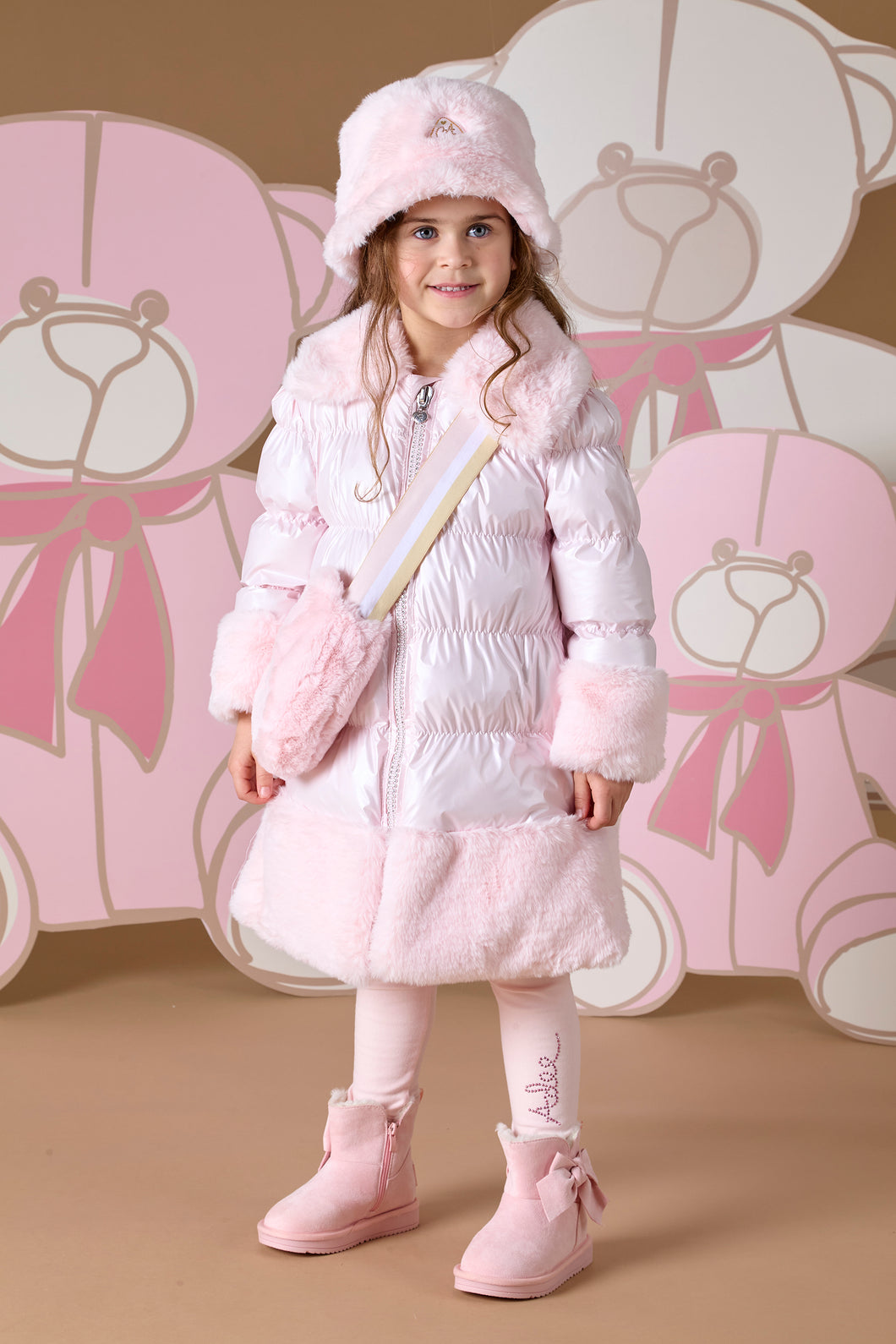 ADee AW24 Jacket with Fur Trim 206 Sarah Baby Pink