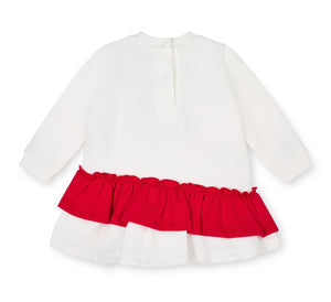 Little A AW25 Bow Frill Sweat Dress 409 Katrina Snow White