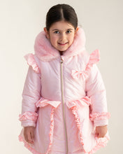 Load image into Gallery viewer, Caramelo Kids AW25 Fur Trim Hood Peplum Coat Pink