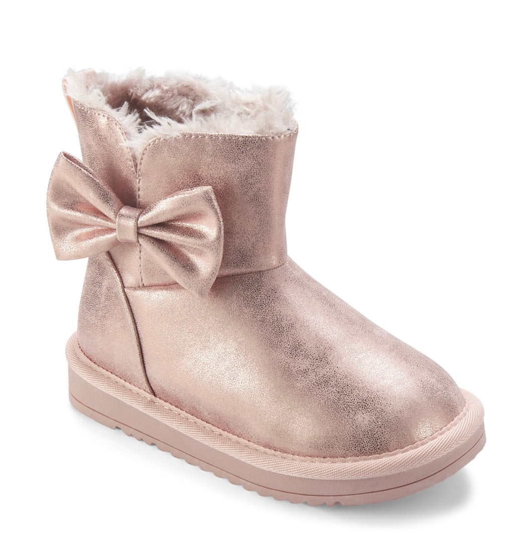 ADee AW25 FAUX Suede Boot with Bow Detail 104 Pink Fairy