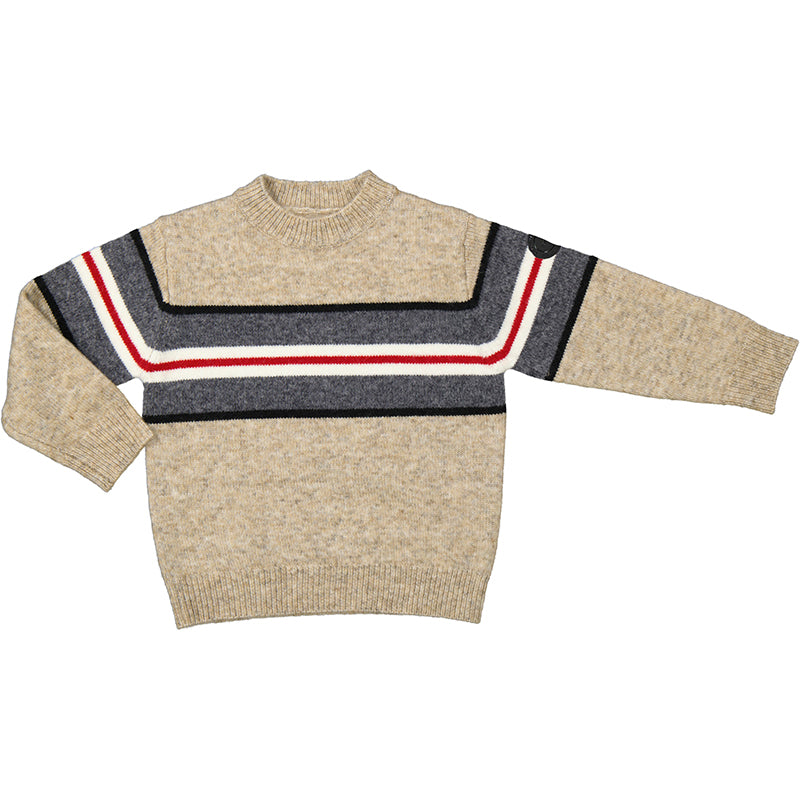 Mayoral AW24 Stripes Sweater Almond 4334  Mini Boy