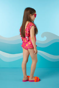 ADee SS24 Colour Block Heart Print Swimsuit Dori Hot Pink 801
