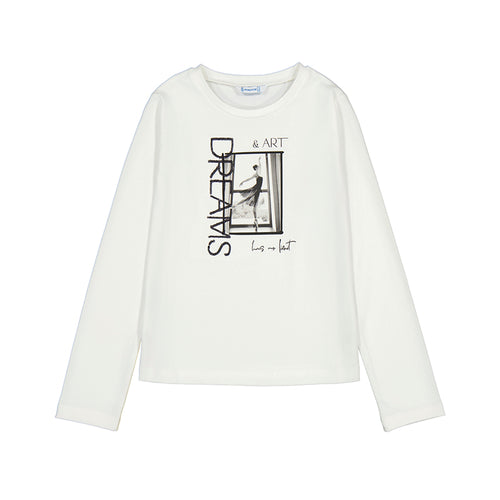 Mayoral AW25 Junior Girls Long Sleeved T-Shirt 7017 Cream