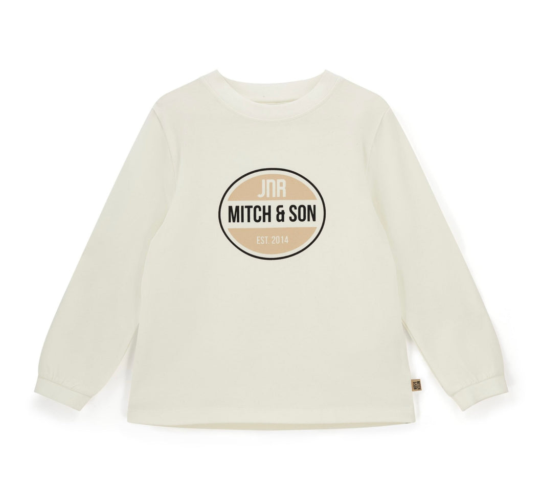 Mitch & Son Junior AW25 Logo Long Sleeve Top 615 Lewis Snow White