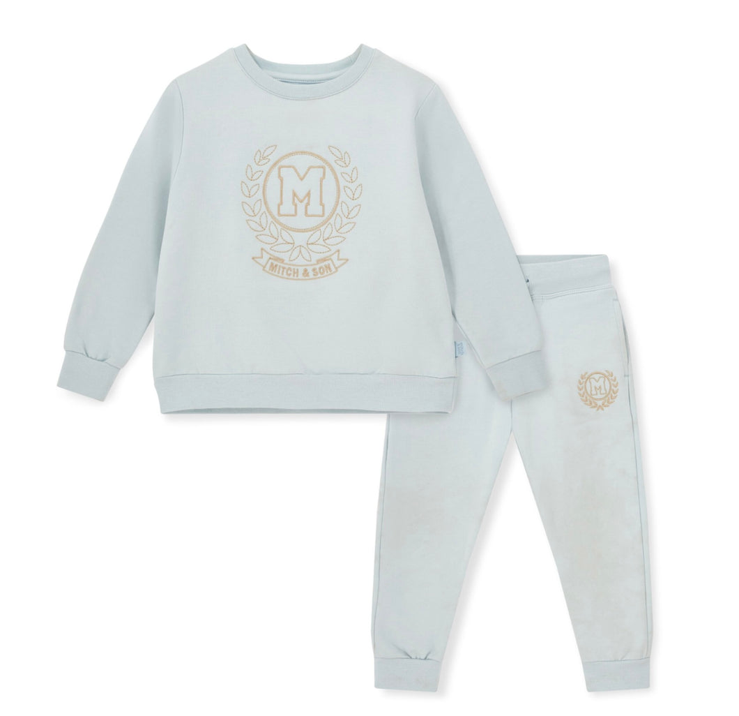 Mitch & Son AW25 Crest Embroidery Crewneck Tracksuit 406 Jaxon Icey Jade