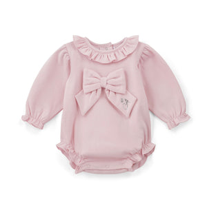 Little A AW25 Pink Sweat Bow Romper JaydenPink Fairy 311