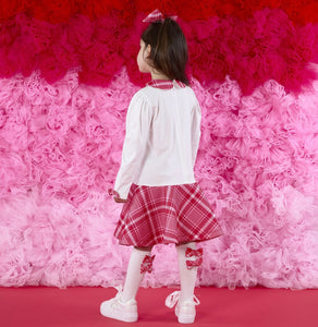 ADee AW25 Check Bow Dress with Peter Pan Collar 703 Snow White