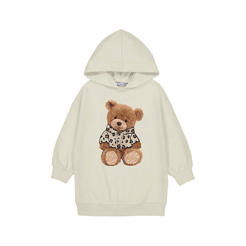 Mayoral AW25 Mini Girls Fleece Hooded Dress 4928 Sand