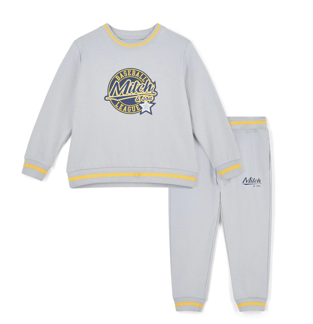 Mitch & Son AW25 Baseball Crew Neck Tracksuit 511 King Grey Mist