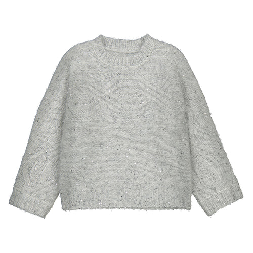 Mayoral AW25 Mini Girls Sequin Sweater 4306 Silver