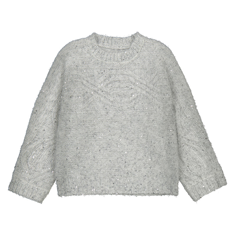Mayoral AW25 Mini Girls Sequin Sweater 4306 Silver