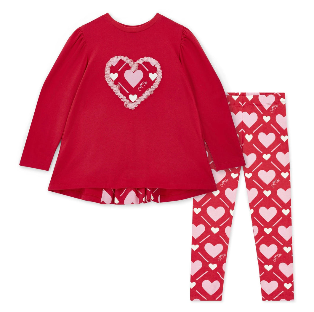ADee AW25 Heart Print Legging Set 502 Lola Red