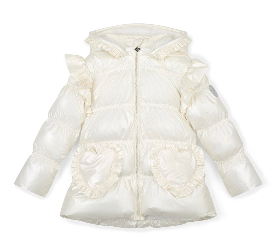 ADee AW25 Padded Jacket with Frill Heart Pockets Liliana Snow White 201