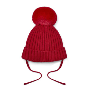 Little A AW25 Knitted Lurex Pom Pom Hat 416 Kamila Reddish