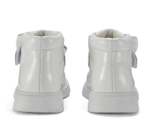 Little A AW25 Bow Boot with Velcro Strap 502 Snow White Bowe