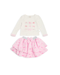 Caramelo Kids AW25 Pretty In Print Skirt Set 3453105 Pink