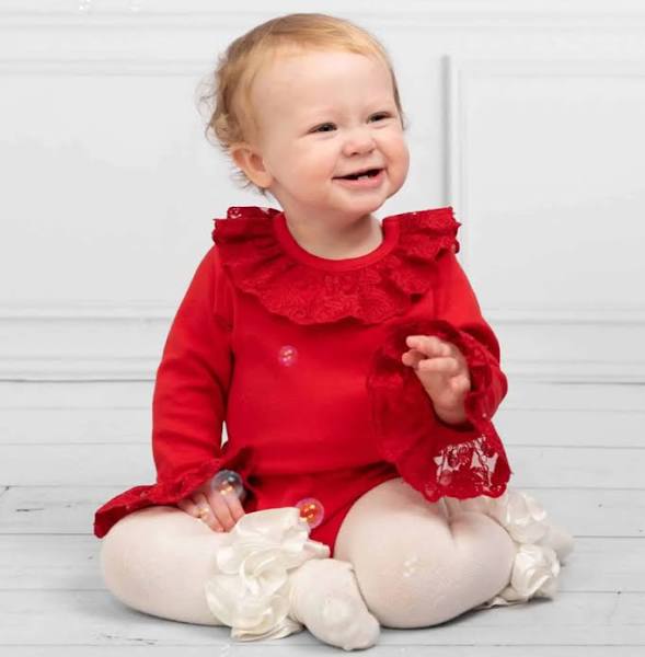 Caramelo Kids AW25 Frilly Long Sleeved Lace Trim Romper 034171