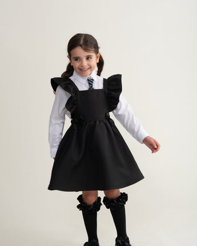 Caramelo AW25 Back To School Flared Pinafore with Bow 342142 Black