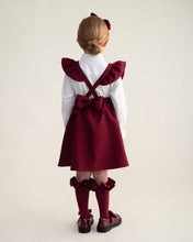 Load image into Gallery viewer, Caramelo AW25 Back To School Flared Pinafore with Bow 342142 Maroon