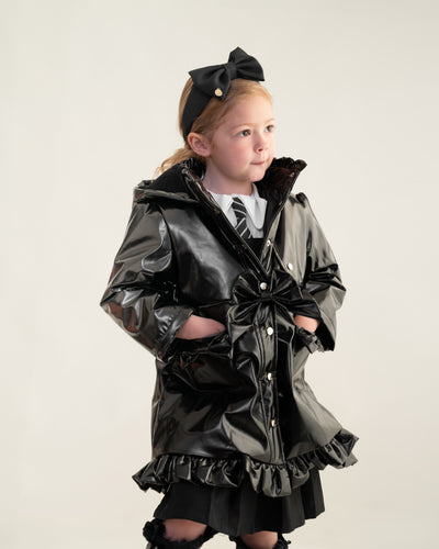 Caramelo AW25 Back To School Bow Rain Mac 342386 Black