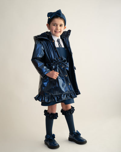 Caramelo AW25 Back To School Bow Rain Mac 342386 Navy
