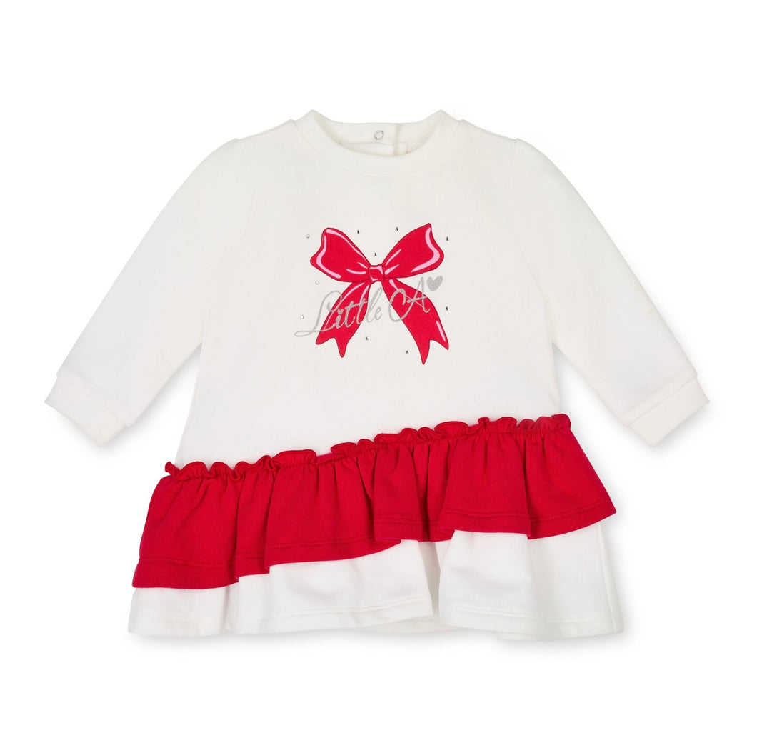 Little A AW25 Bow Frill Sweat Dress 409 Katrina Snow White