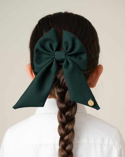 Caramelo AW25 Back To School School Hair Bow with Alligator Clip Bottle Green