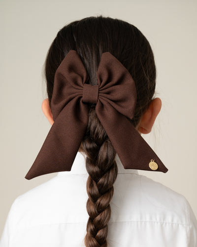 Caramelo AW25 Back To School School Hair Bow with Alligator Clip Brown