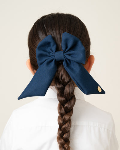 Caramelo AW25 Back To School School Hair Bow with Alligator Navy