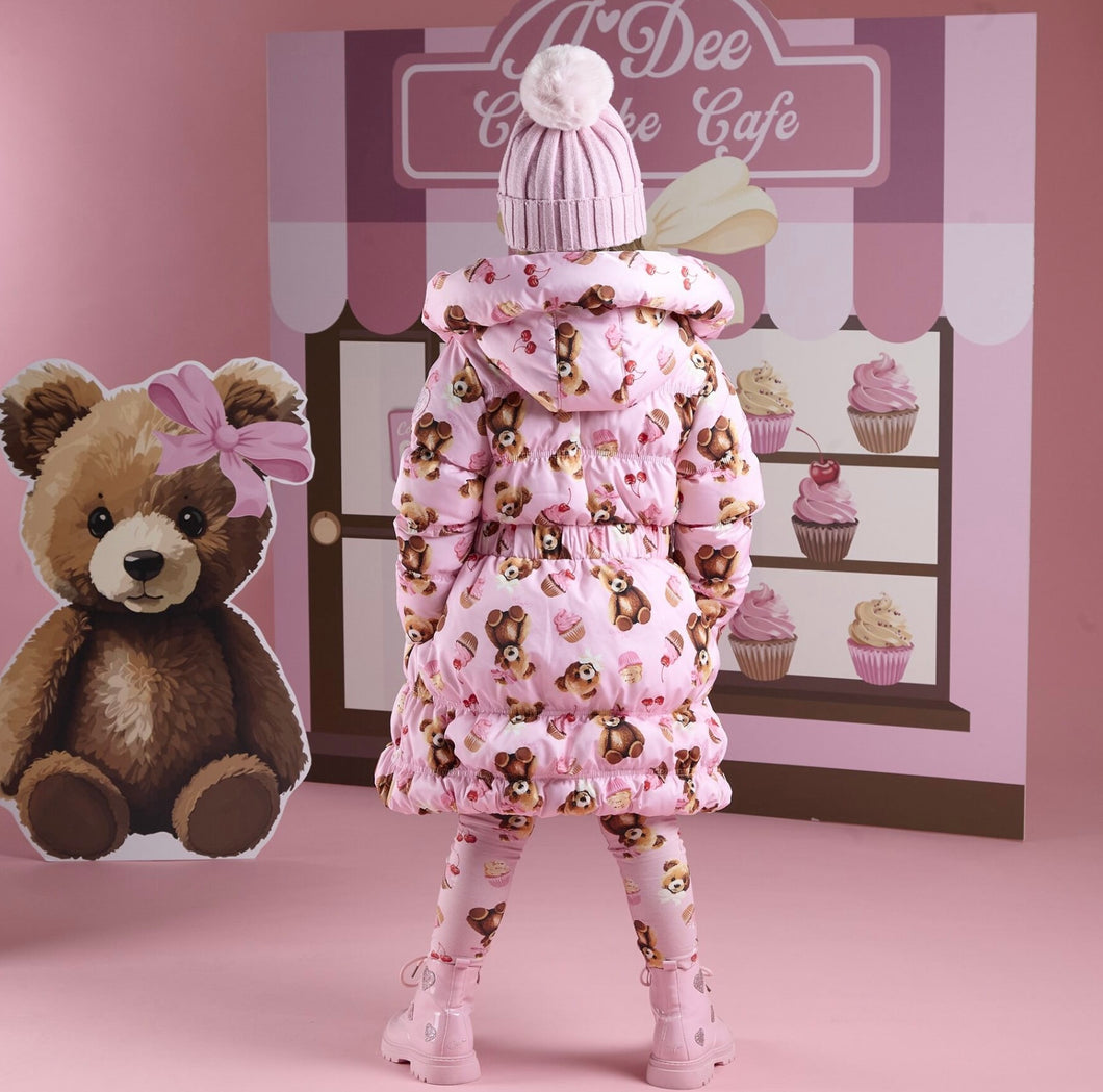 ADee AW25 Bear Print Bow Jacket 202 Lauren Pink Fairy