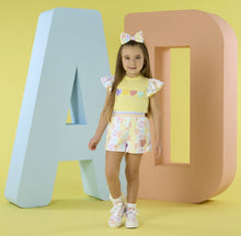 Load image into Gallery viewer, ADee SS26 Initial Print Short Set Sienna 516 Lemon Cake