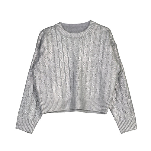 Mayoral AW25 Junior Girls Braided Jumper 7309 Silver