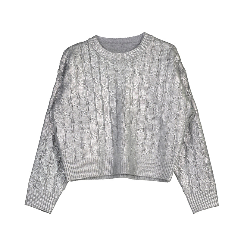 Mayoral AW25 Junior Girls Braided Jumper 7309 Silver