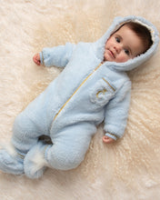 Load image into Gallery viewer, Caramelo AW23 TEDDY Romper with Bow and Gold Trim 2057150 Sky BLUE