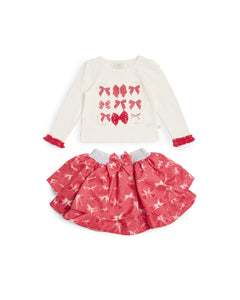 Caramelo Kids AW25 Pretty In Print Skirt Set 3453105 Red